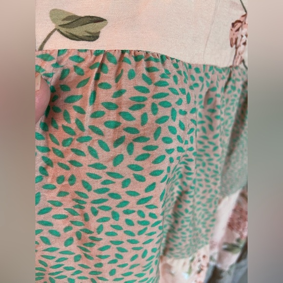 GiGiO Hydrangea Tiered Floral Cottagecore Patchwork Dress Sz Large - Picture 4 of 12